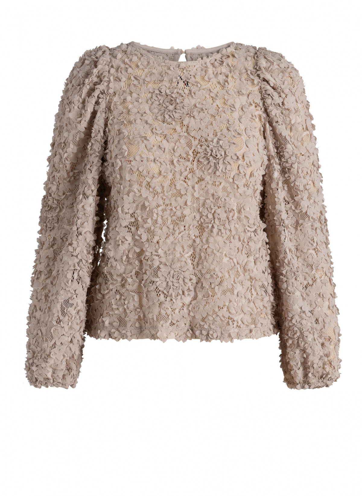 Yest blouse met 3d bloemen structuur beige model Willa Light Taupe 0006751