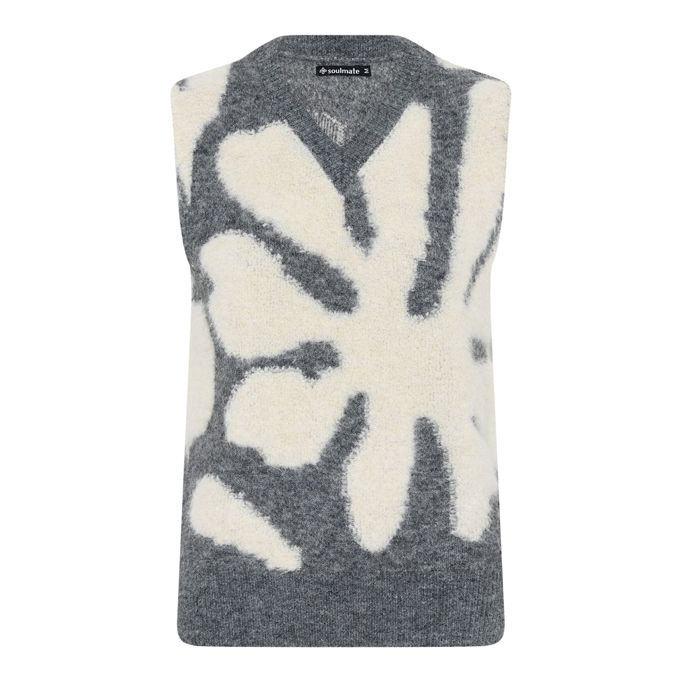 Soulmate spencer grijs met offwhite print model Monice light grey melange