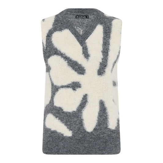 Soulmate spencer grijs met offwhite print model Monice light grey melange