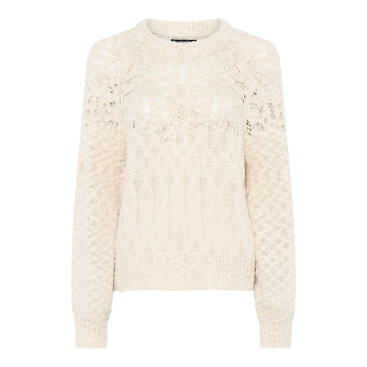 Soulmate trui offwhite opengewerkt model Dorothea beige 10205