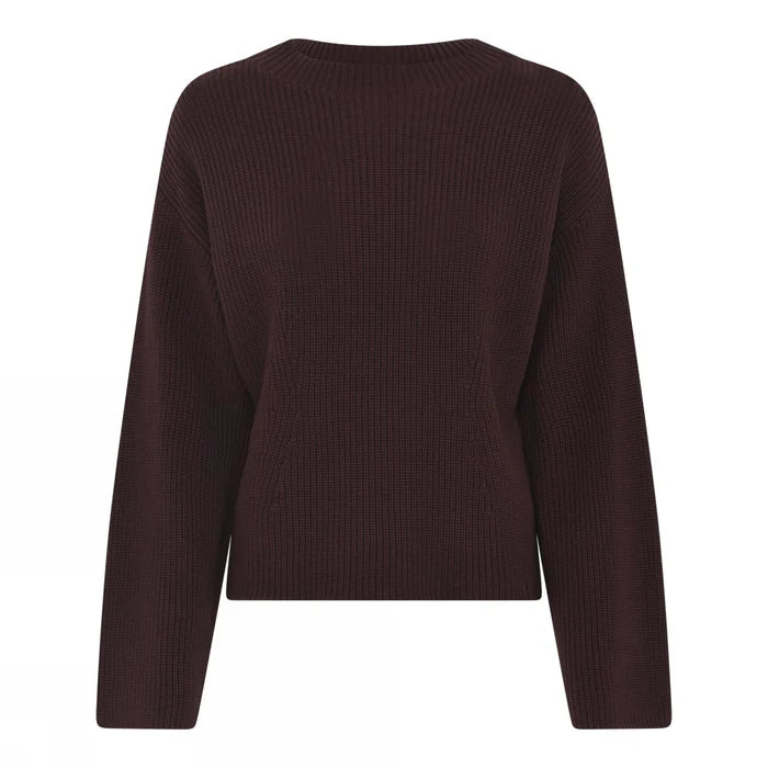 Soulmate trui bordeaux rood gebreid katoen model Evana dark wine