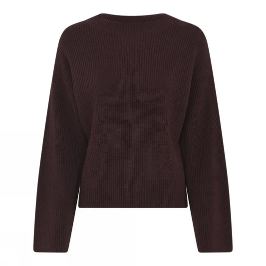 Soulmate trui bordeaux rood gebreid katoen model Evana dark wine