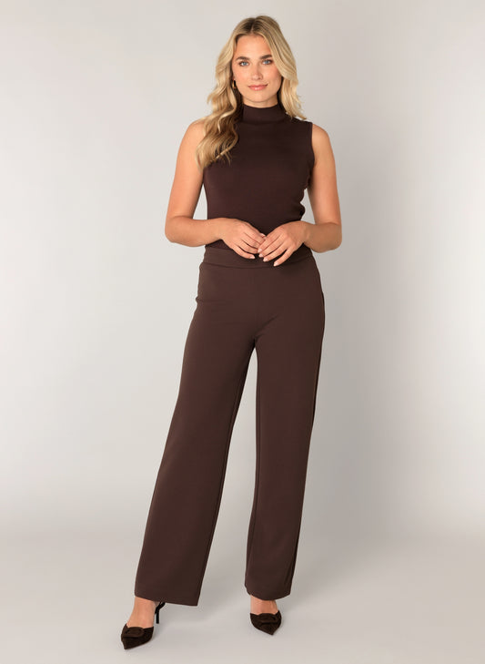 Base Level broek bruin wijd model lengte 30 model Yarah brown