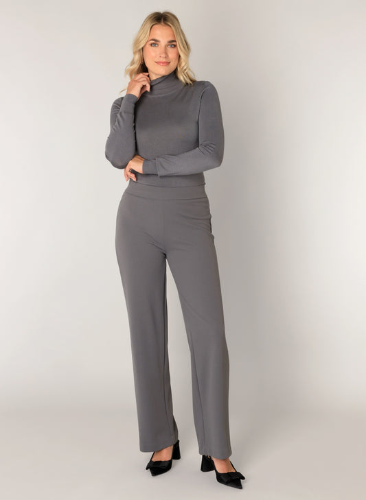 Base Level broek wijd model donkergijs Yarah dark grey 