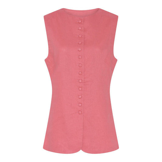 Soulmate gilet roze katoen linnen model Rosalia 1 blush 