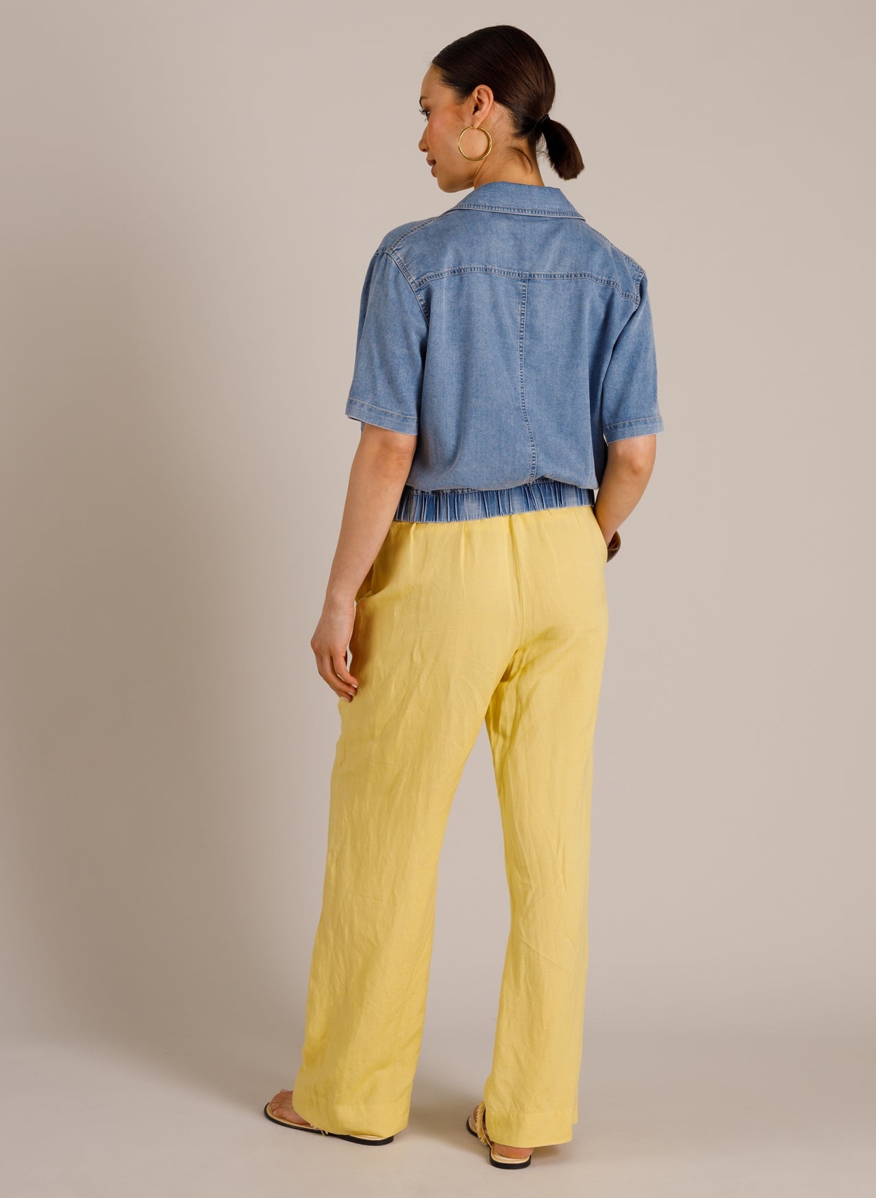 Yest blauw blouse jasje korte mouw model Kamil bleach blue denim 0006150