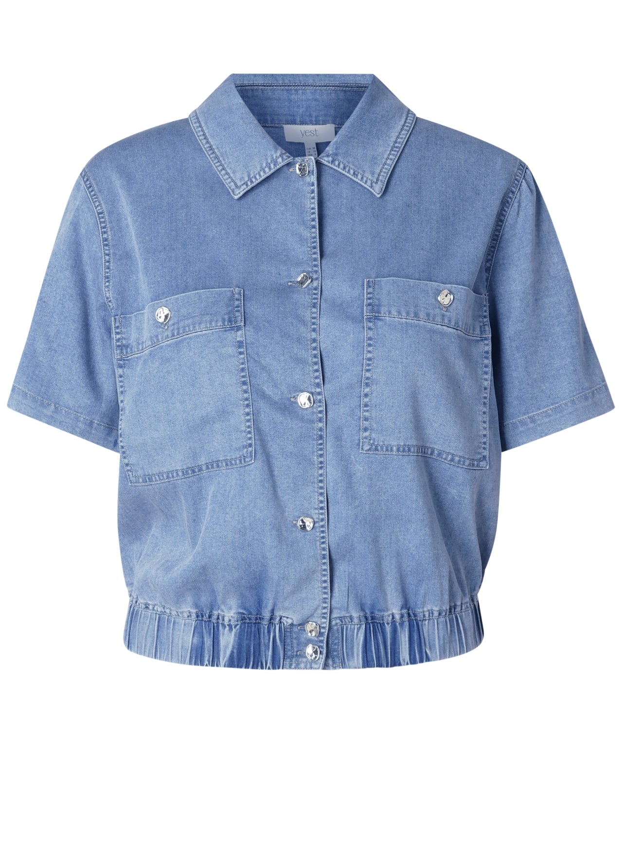 Yest blauw blouse jasje korte mouw model Kamil bleach blue denim 0006150