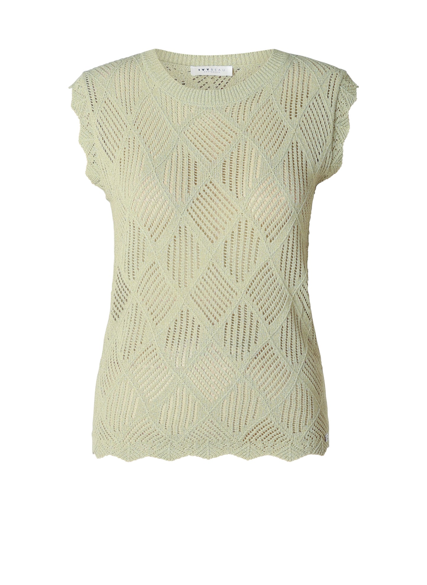 Ivy Beau top groen gehaakt model Christine pistachio