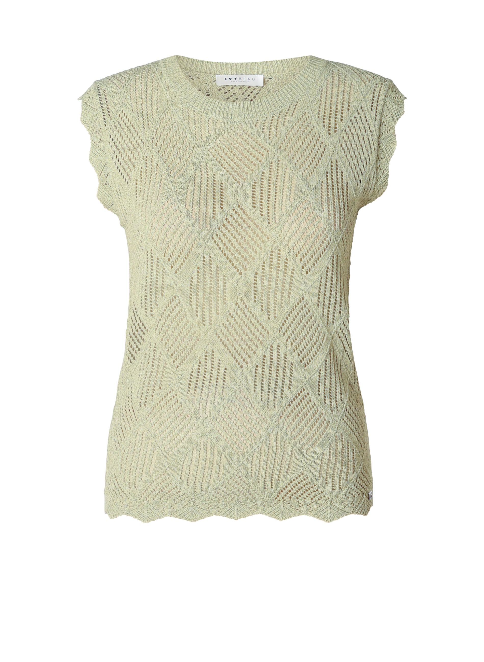 Ivy Beau top groen gehaakt model Christine pistachio