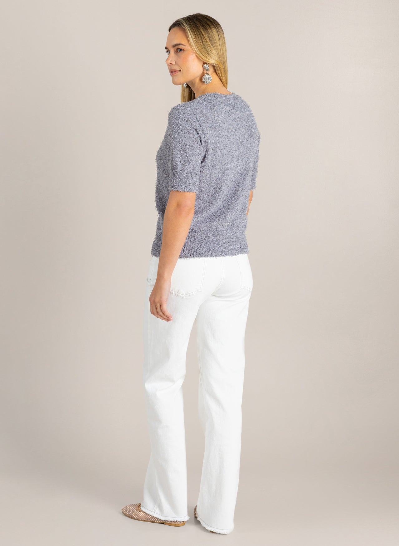 Ivy Beau vest grijs harig korte mouw model Glena grey