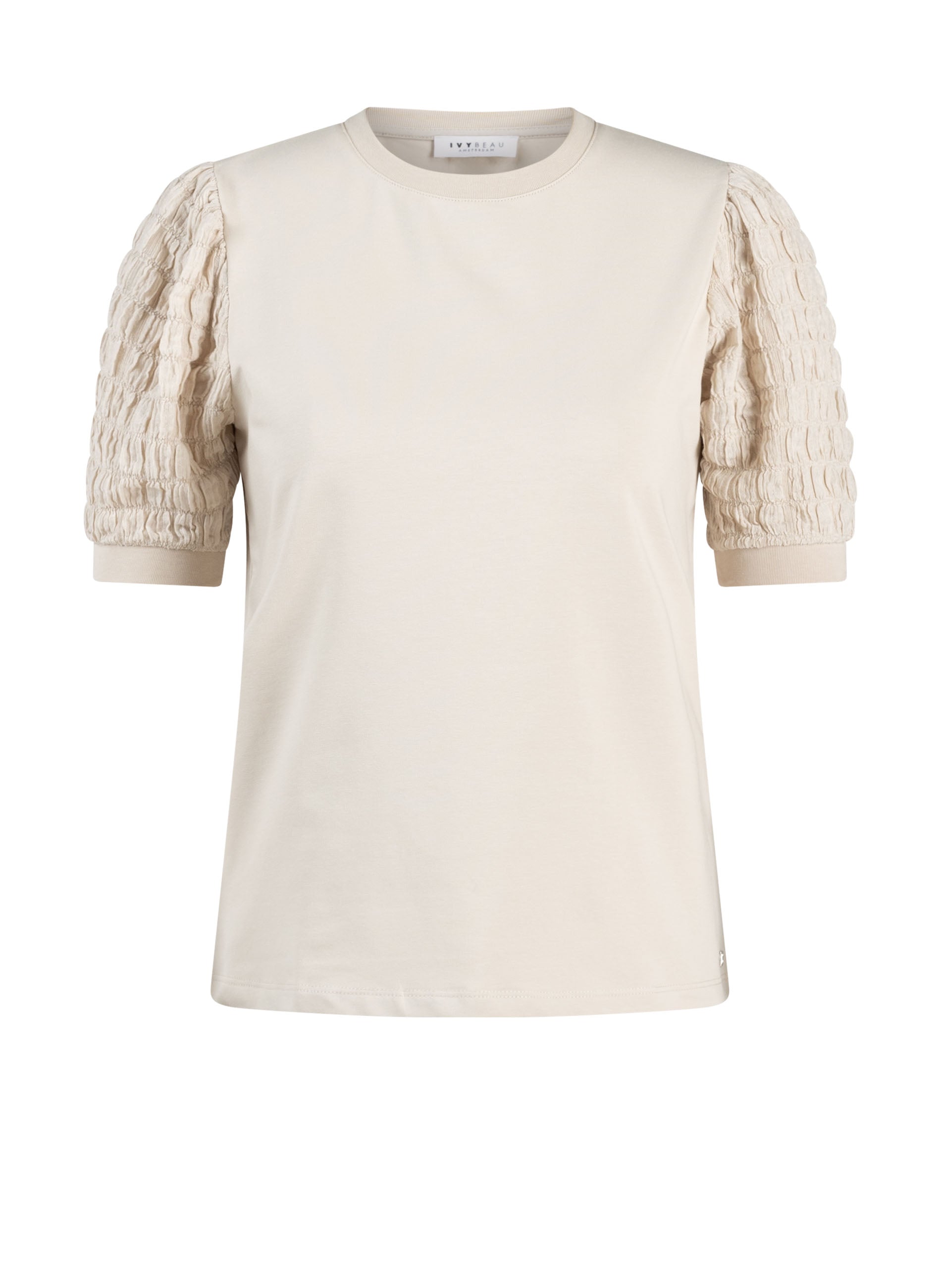 Ivy Beau shirt beige model Dana kit pof mouw