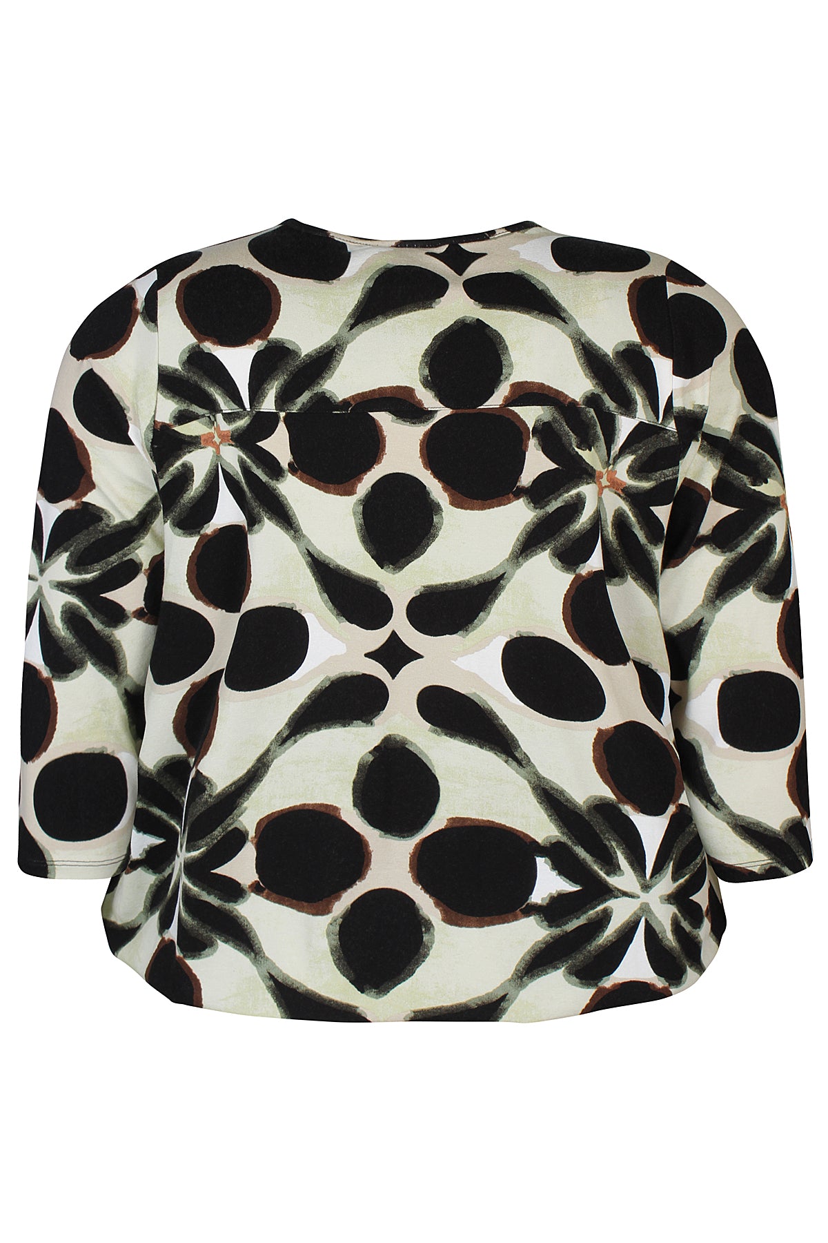 Zhenzi blouse beige met groen en zwarte print model Octa 200905