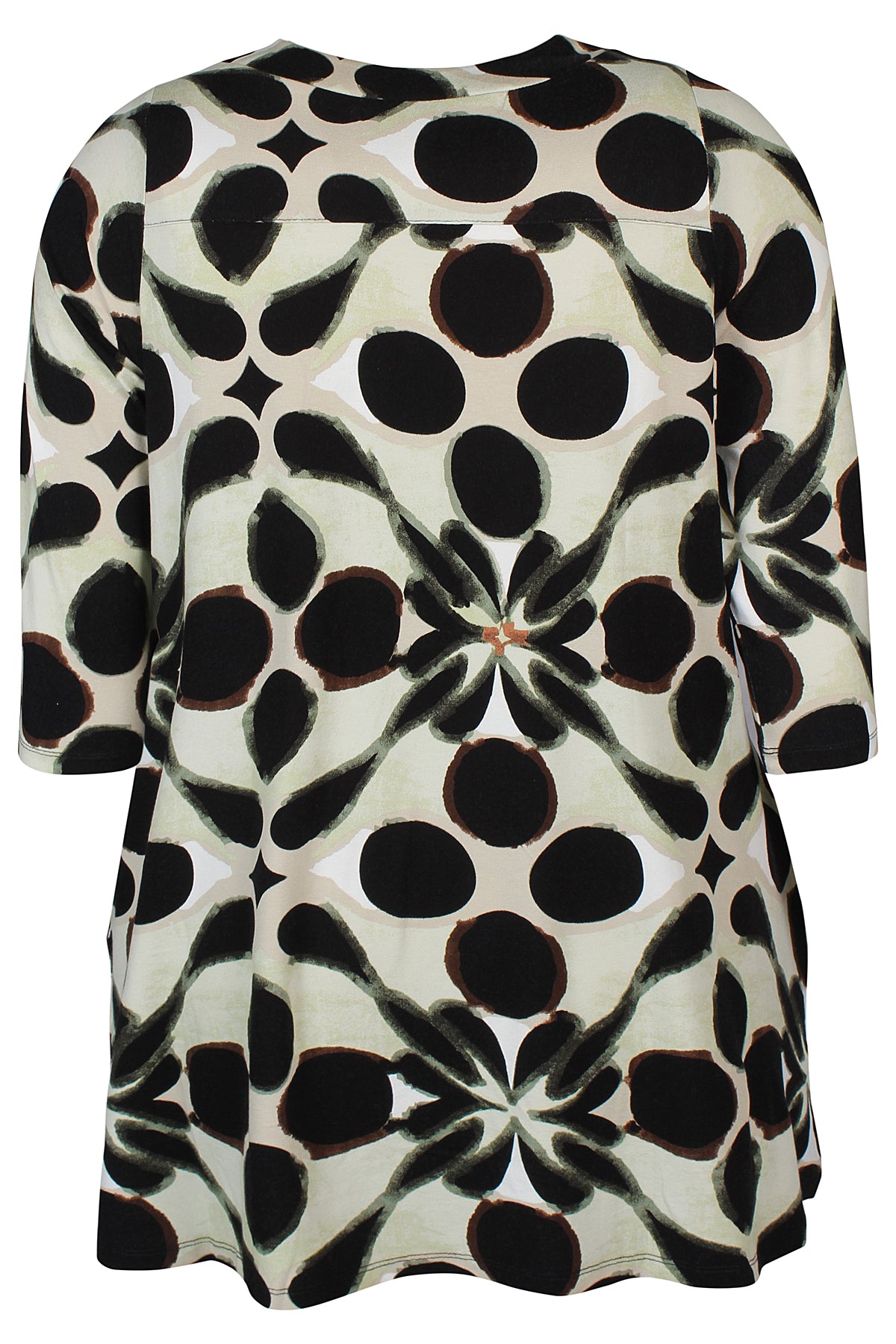 Zhenzi tuniek groen beige zwarte print model Octa 200905