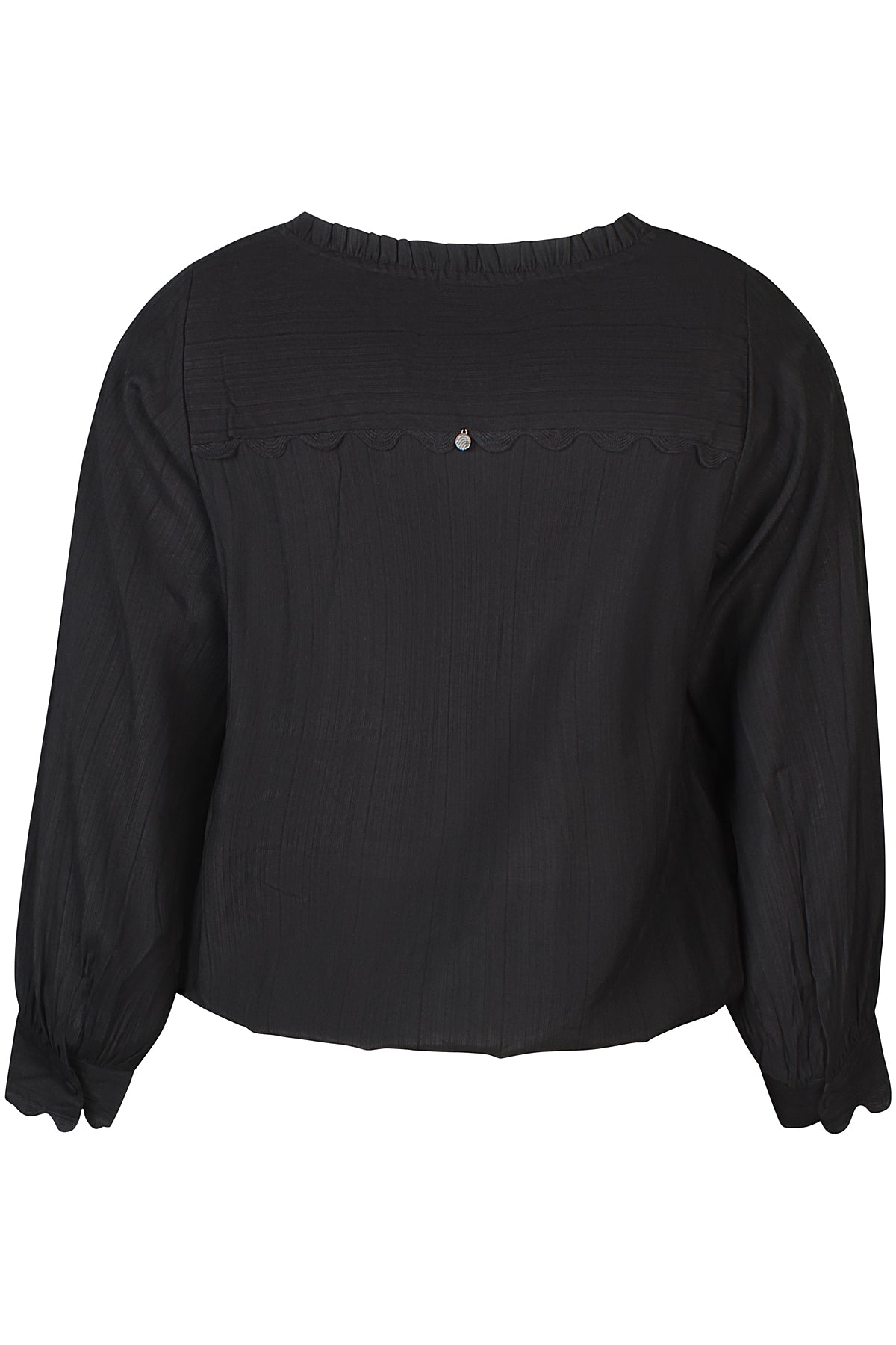 Zhenzi blouse zwart schulprand detail model zh orra 934