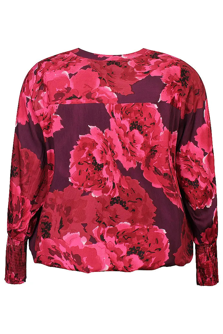 Zhenzi blouse rood bordeaux print model Sky 201062