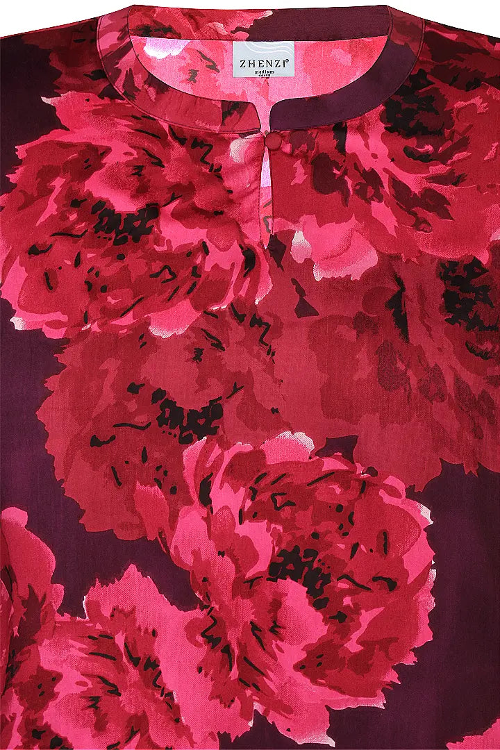 Zhenzi blouse rood bordeaux print model Sky 201062