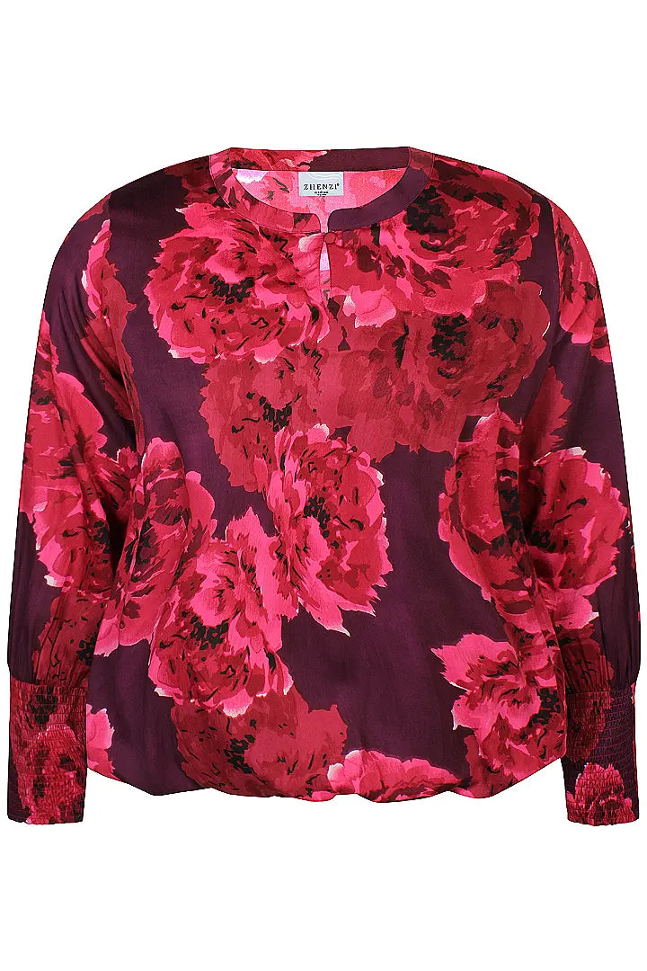 Zhenzi blouse rood bordeaux print model Sky 201062