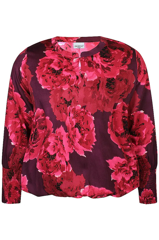Zhenzi blouse rood bordeaux print model Sky 201062