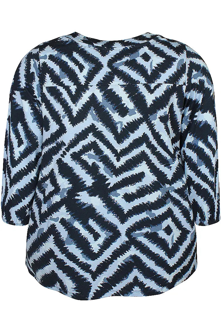 Zhenzi blouse blauwe met licht blauw print model Sylva 201171