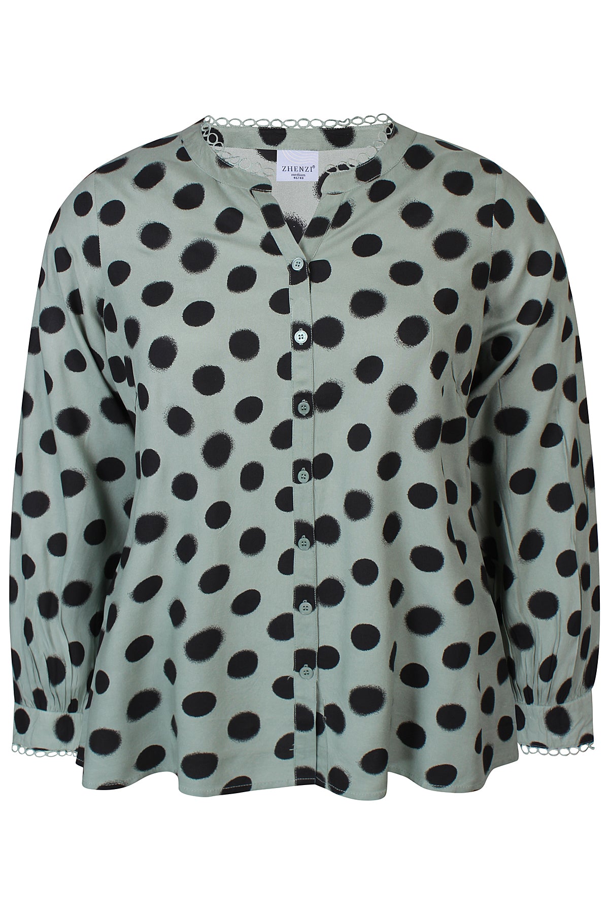 Zhenzi blouse groen met zwarte stip model Alora 1193
