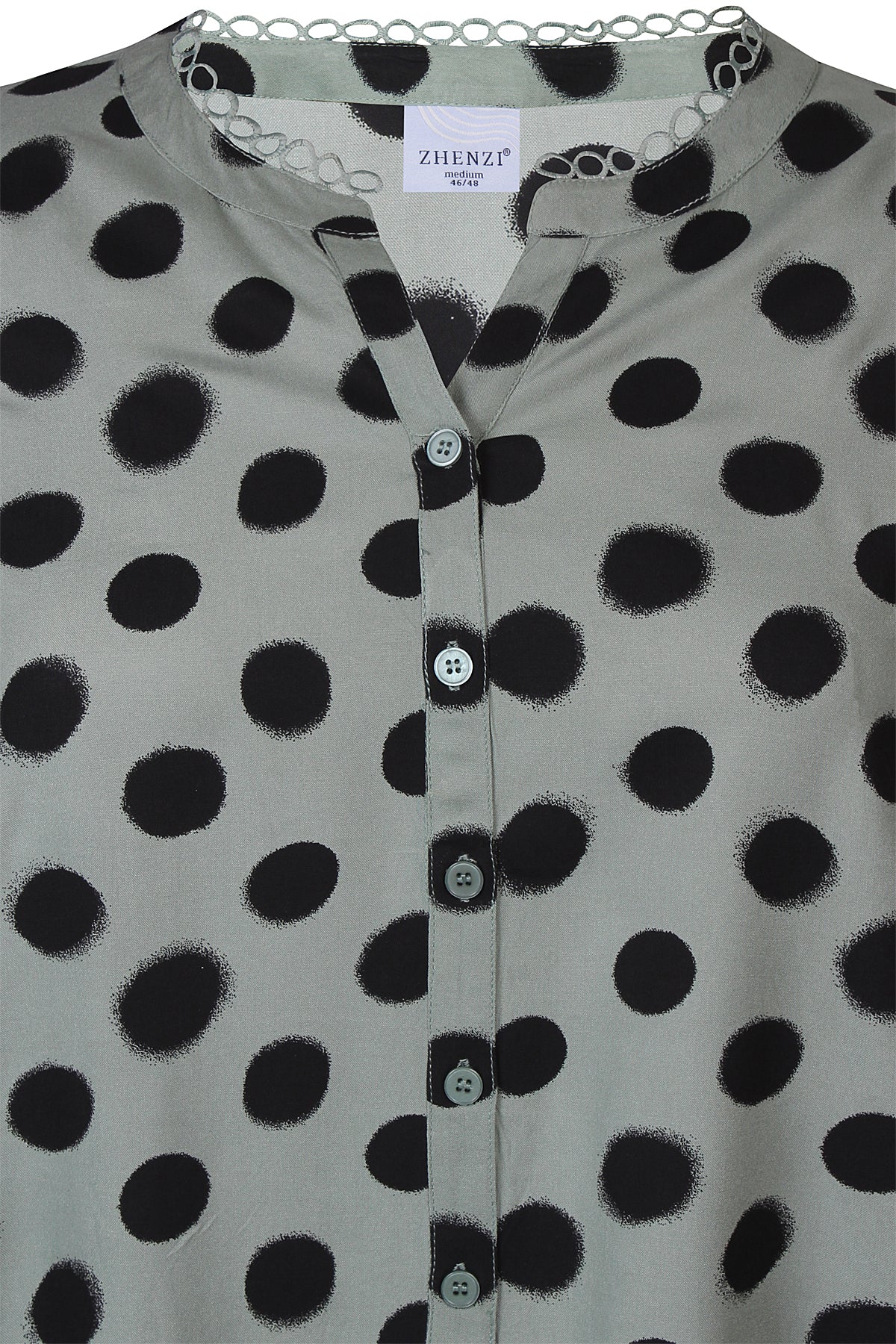 Zhenzi blouse groen met zwarte stip model Alora 1193