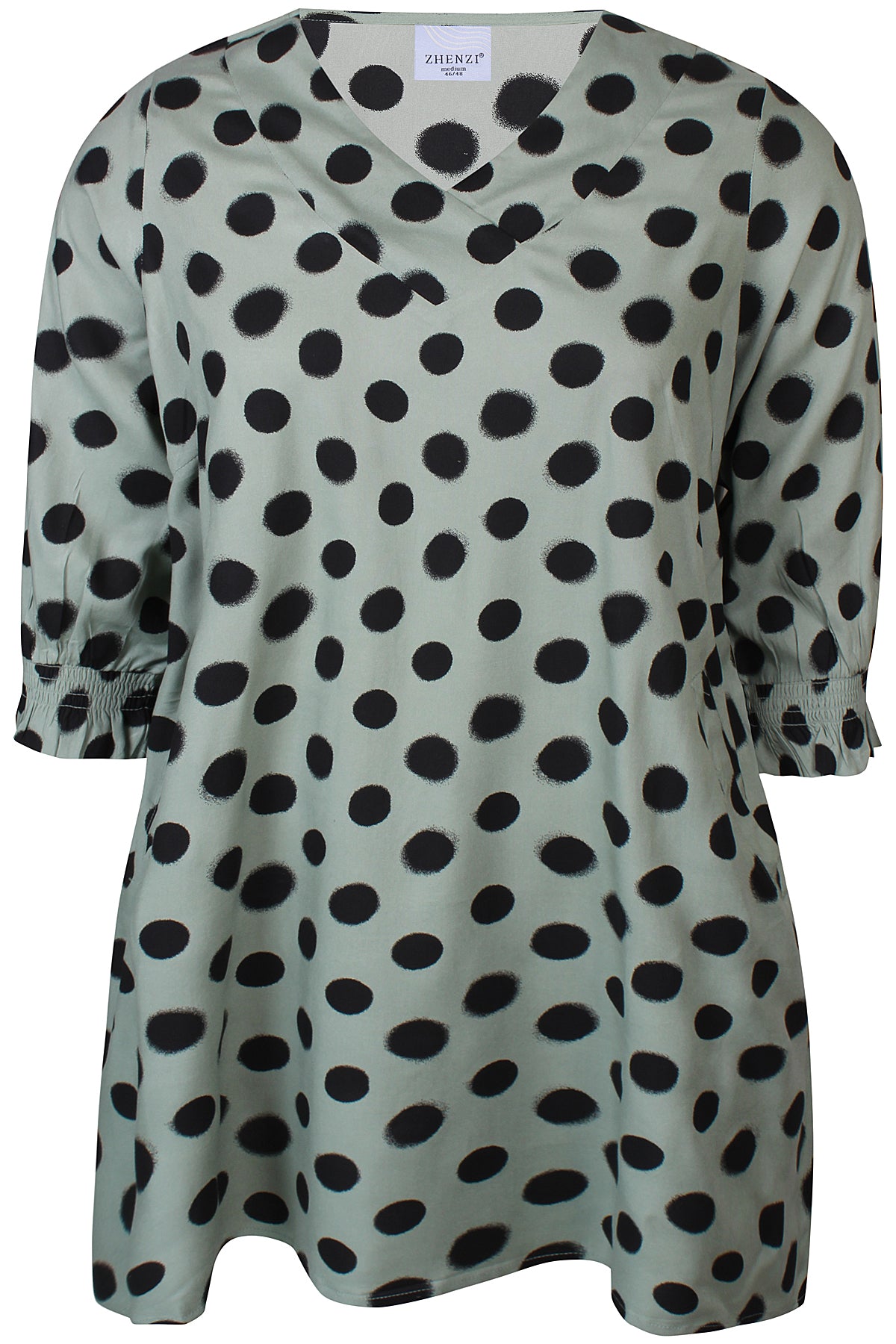 Zhenzi tuniek groen met zwarte stip model Alora 1194