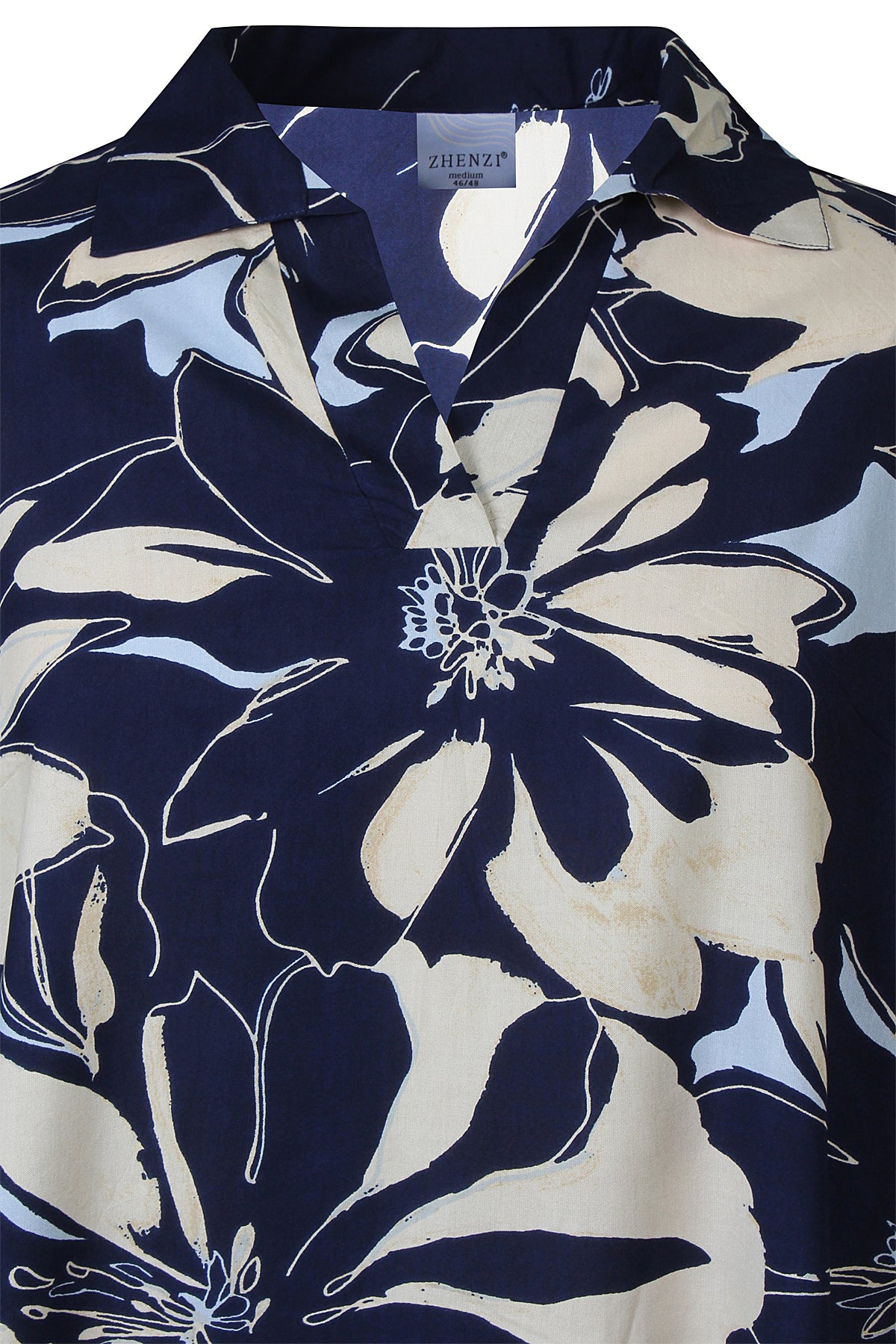 Zhenzi blouse blauw met print model Amaya 1195