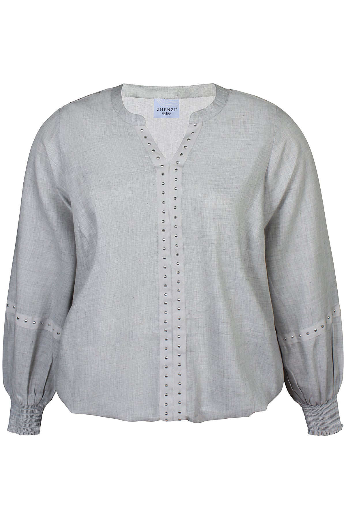 Zhenzi blouse licht grijs met studs detail 201199