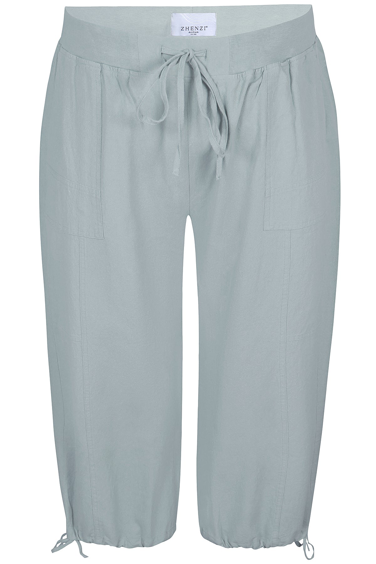 Zhenzi capri groen broek katoen model Amin sage  