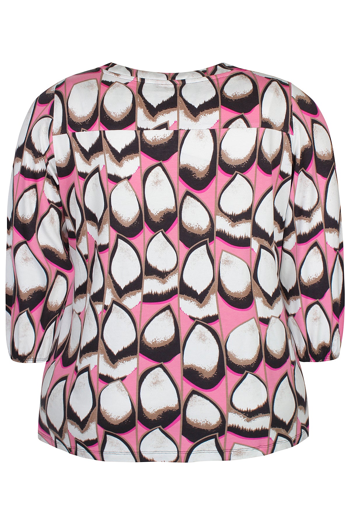 Zhenzi blouse driekwart mouw roze bruin beige print model Sylva 1260