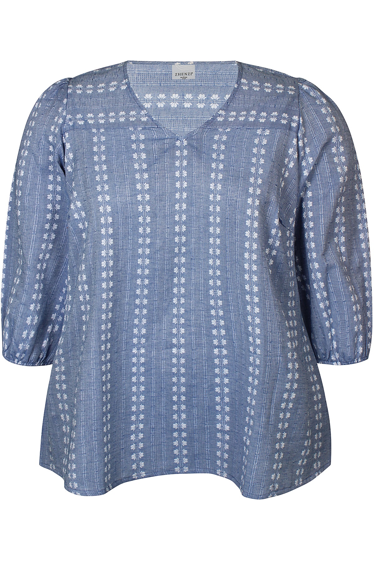 Zhenzi blouse blauw met witte print model Haley 201321