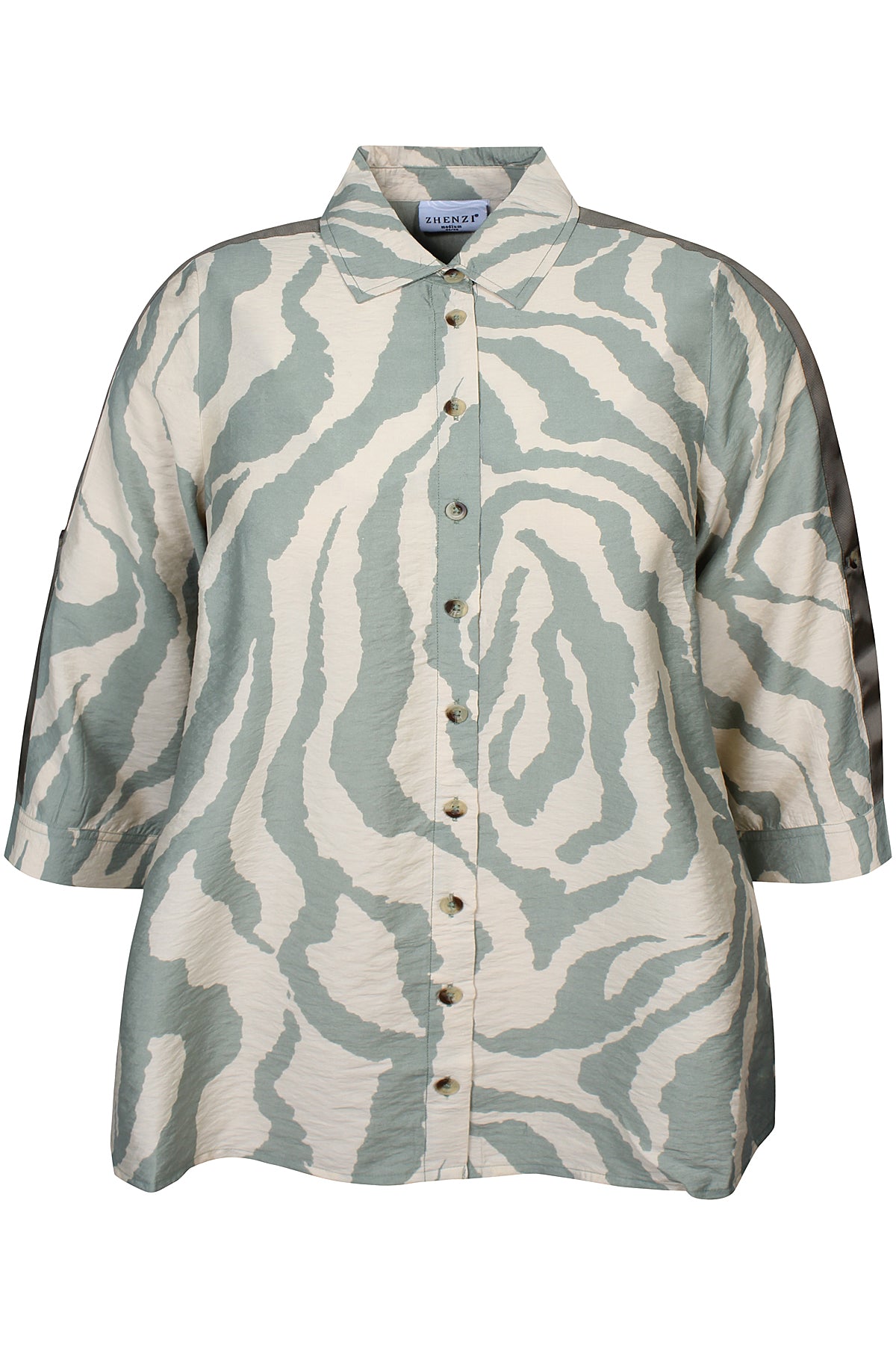 Zhenzi blouse groen zandkleur print model jaeda 1373