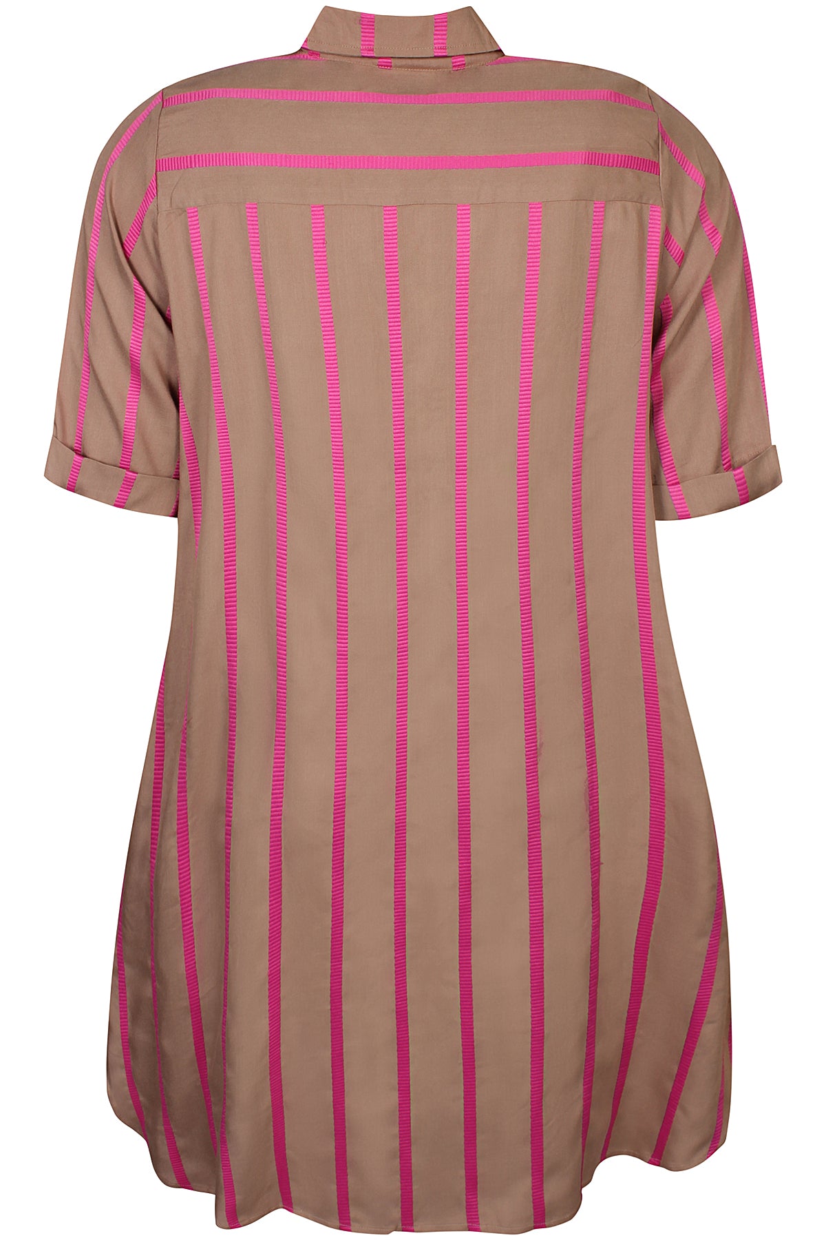 Zhenzi jurk beige met roze strepen model Janis 1384