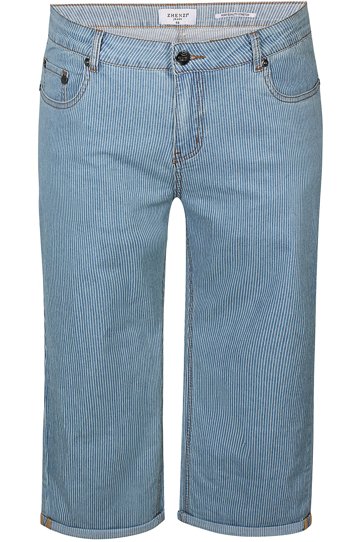 Zhenzi jeans blauw offwhite gestreept capri/enkel lengte model Salsa fit 161 pants