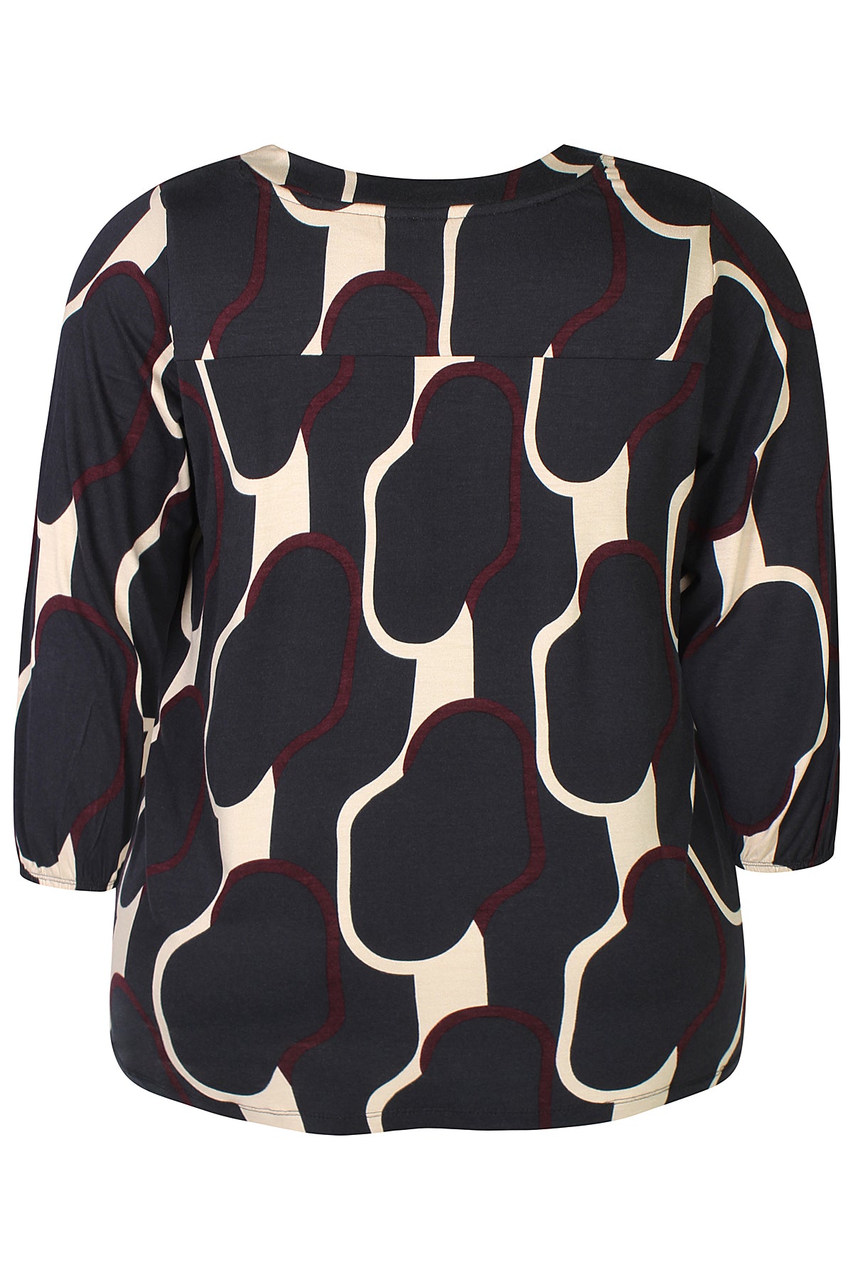 Zhenzi blouse zwart met bordeaux print model Sylva Fig 1432