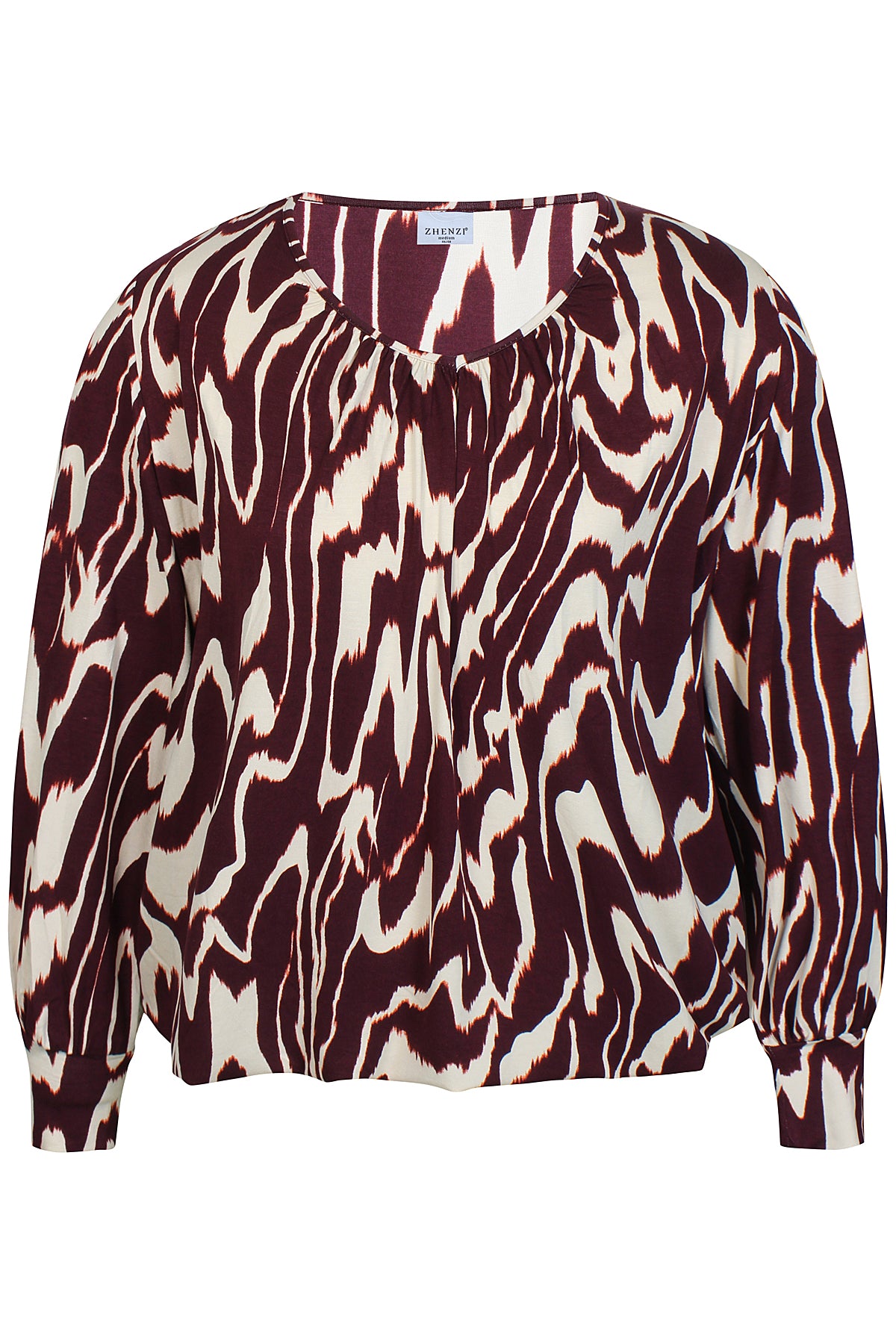 Zhenzi blouse bordeaux print met offwhite Karol 1436 