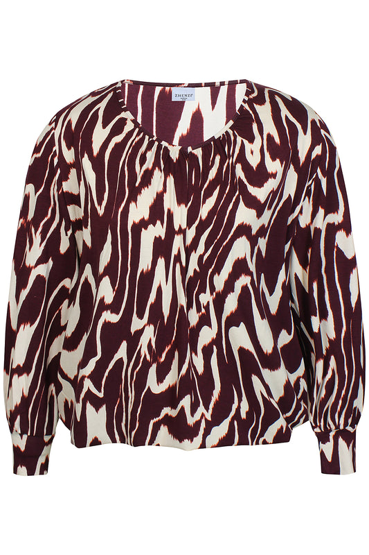 Zhenzi blouse bordeaux print met offwhite Karol 1436 