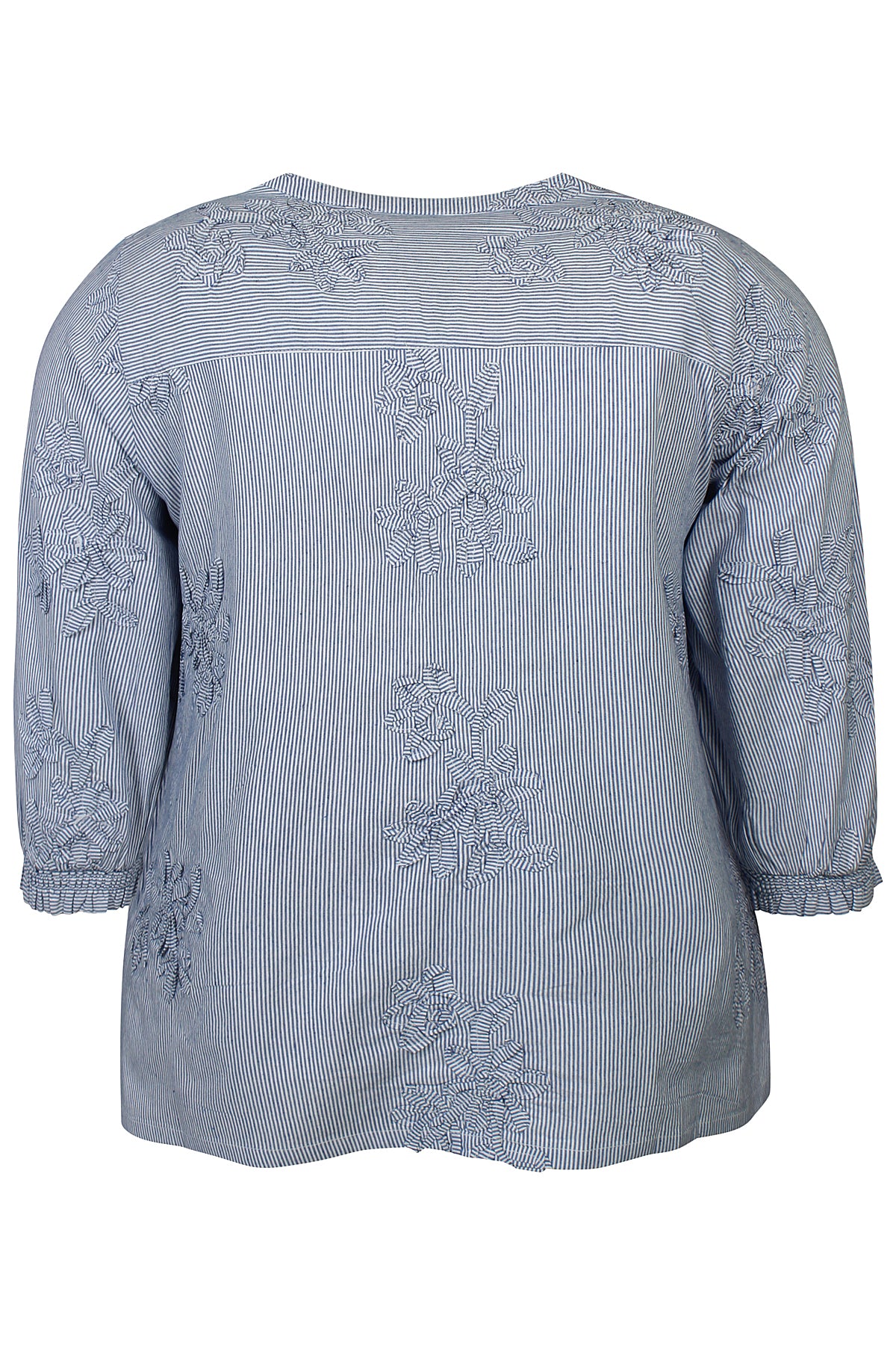 Zhenzi blouse blauw wit gestreept driekwart mouw model Kerry 201455