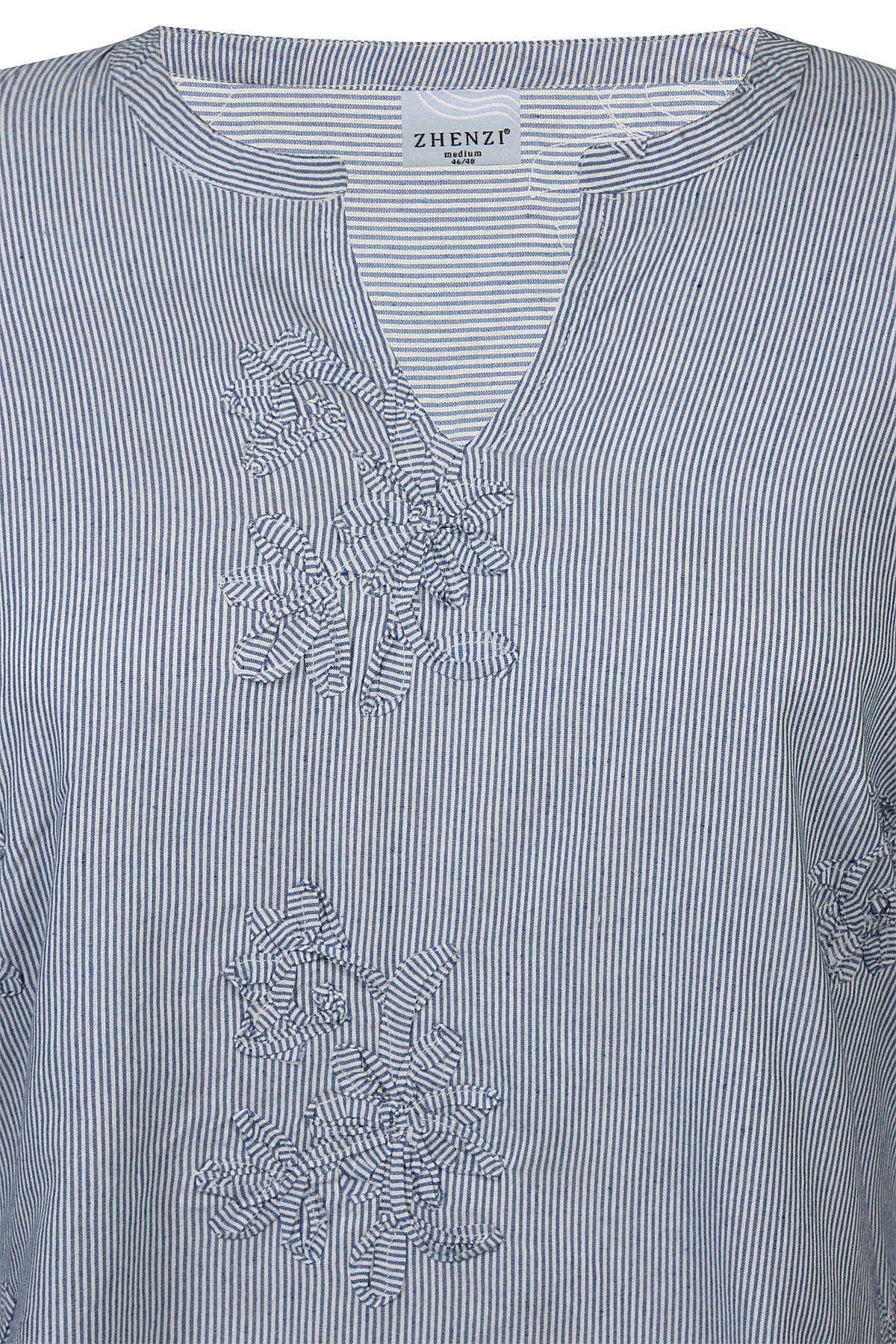 Zhenzi blouse blauw wit gestreept driekwart mouw model Kerry 201455