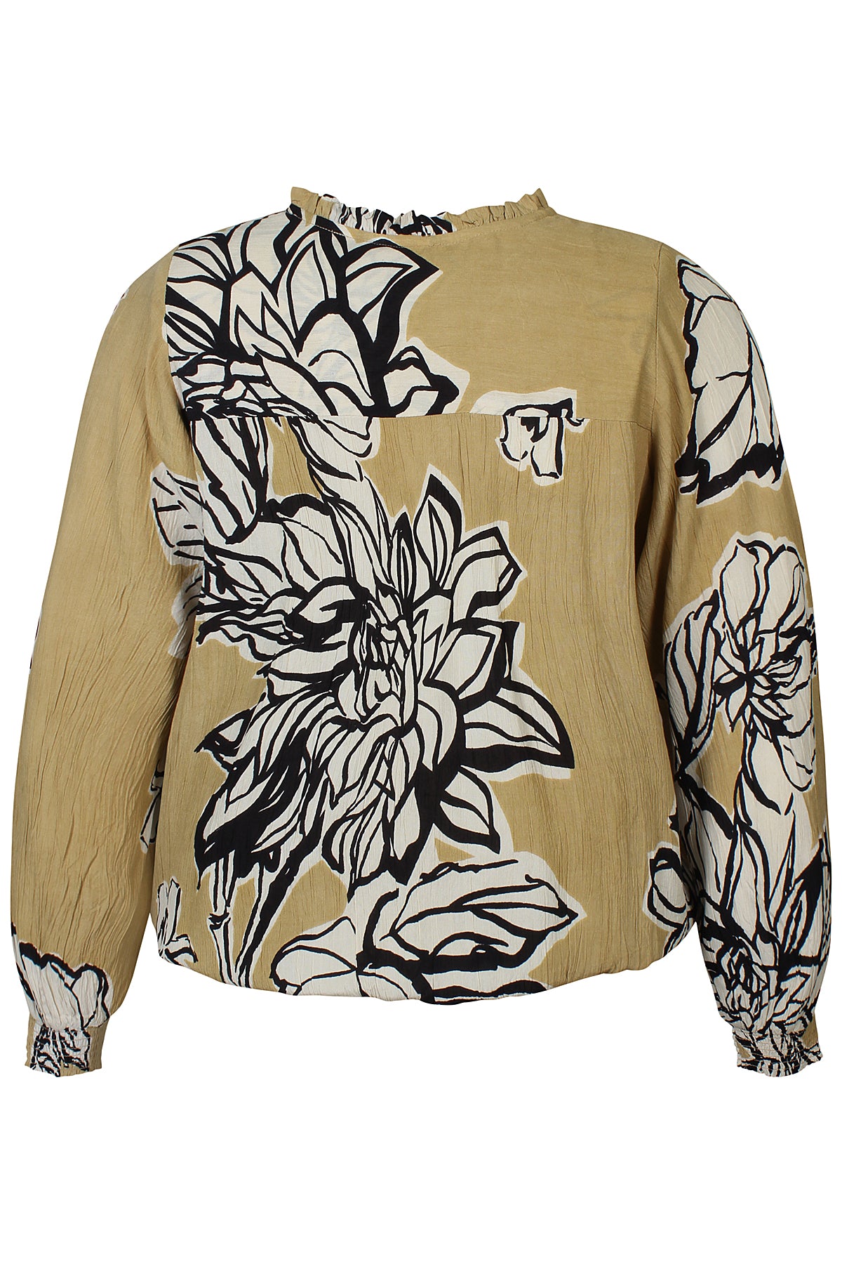 Zhenzi blouse olijf groen met zwarte print model Kesha 201457