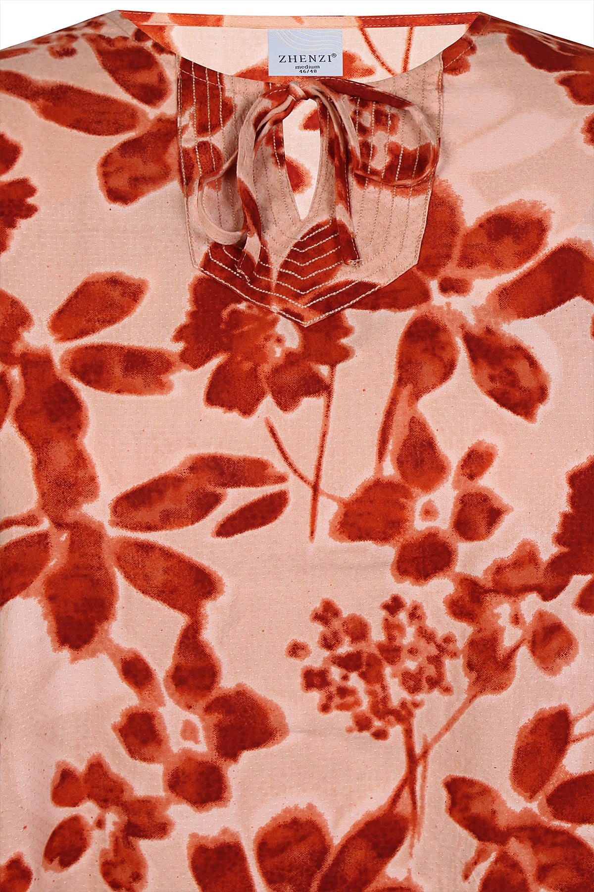Zhenzi blouse oranje bloemen print model Kiari Fig 1461