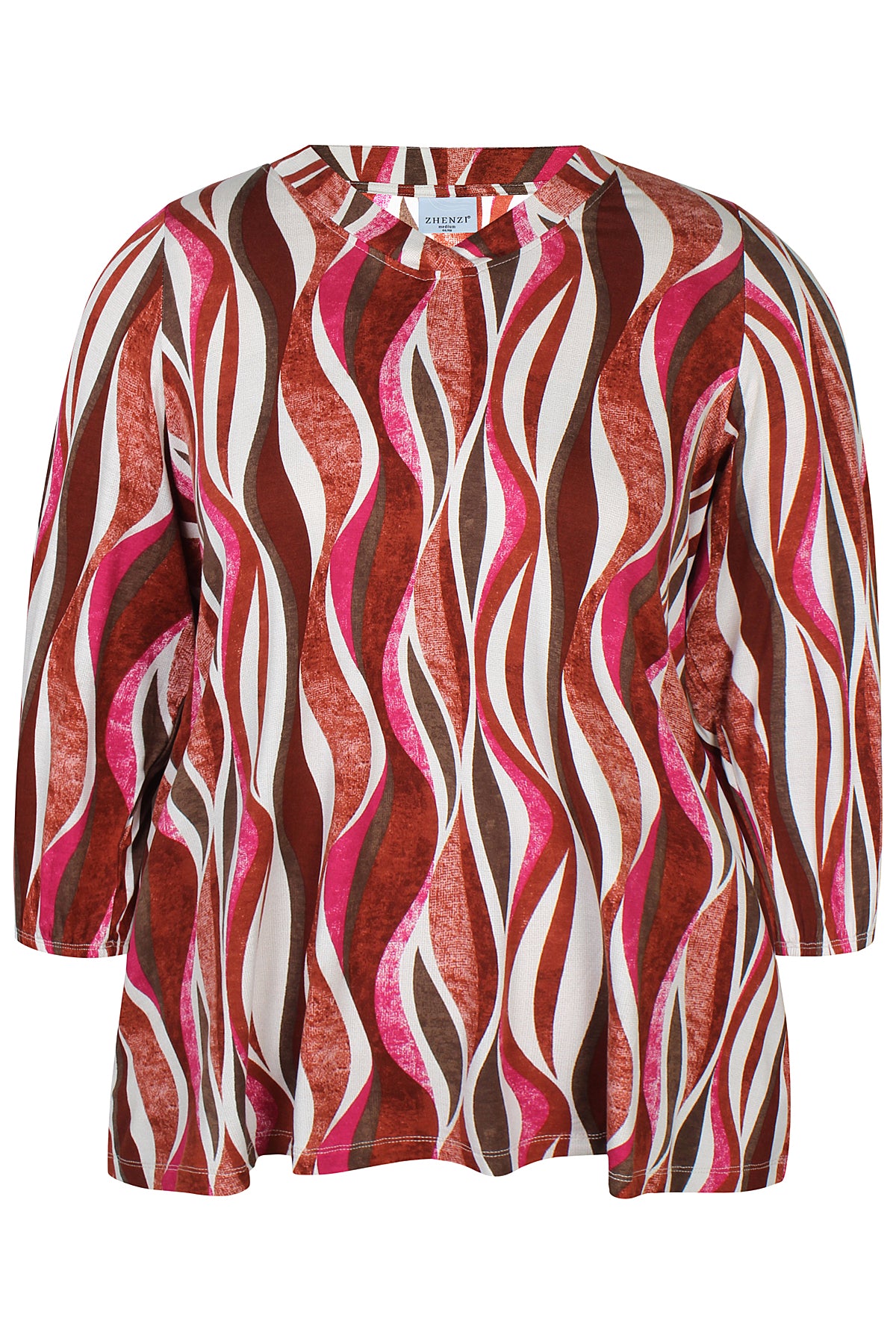 Zhenzi blouse roze bordeaux roest kleur print model Sylva 1511