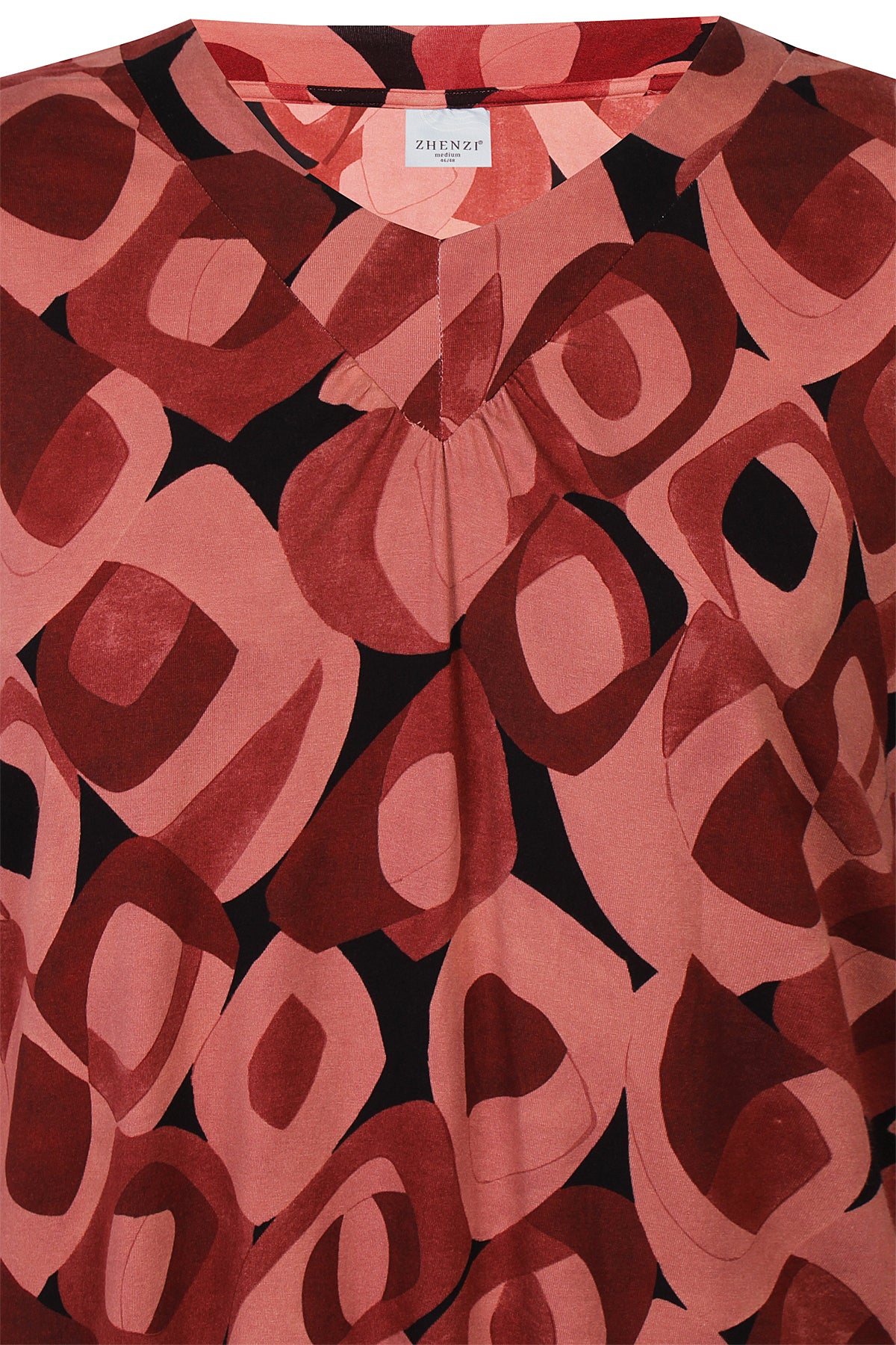 Zhenzi shirt roest bruin print met zwart Lexi 201514