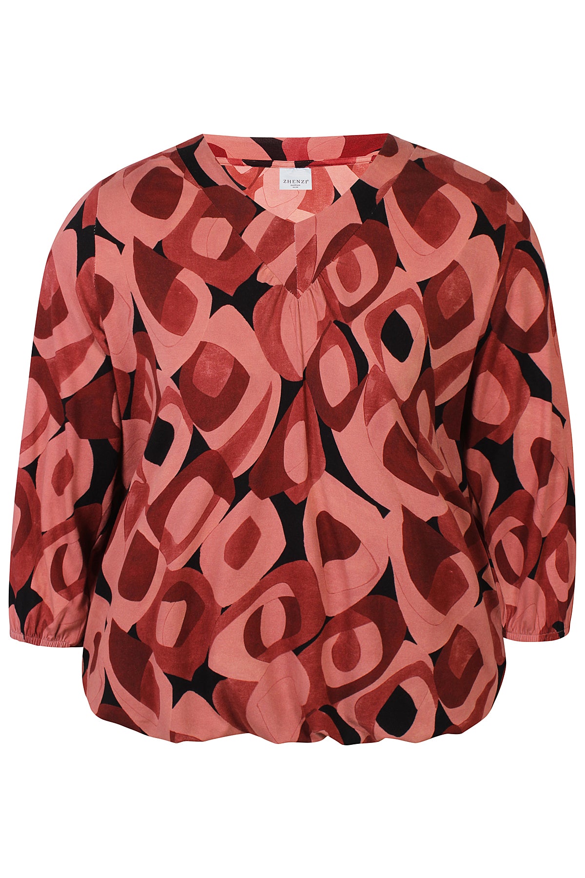 Zhenzi shirt roest bruin print met zwart Lexi 201514