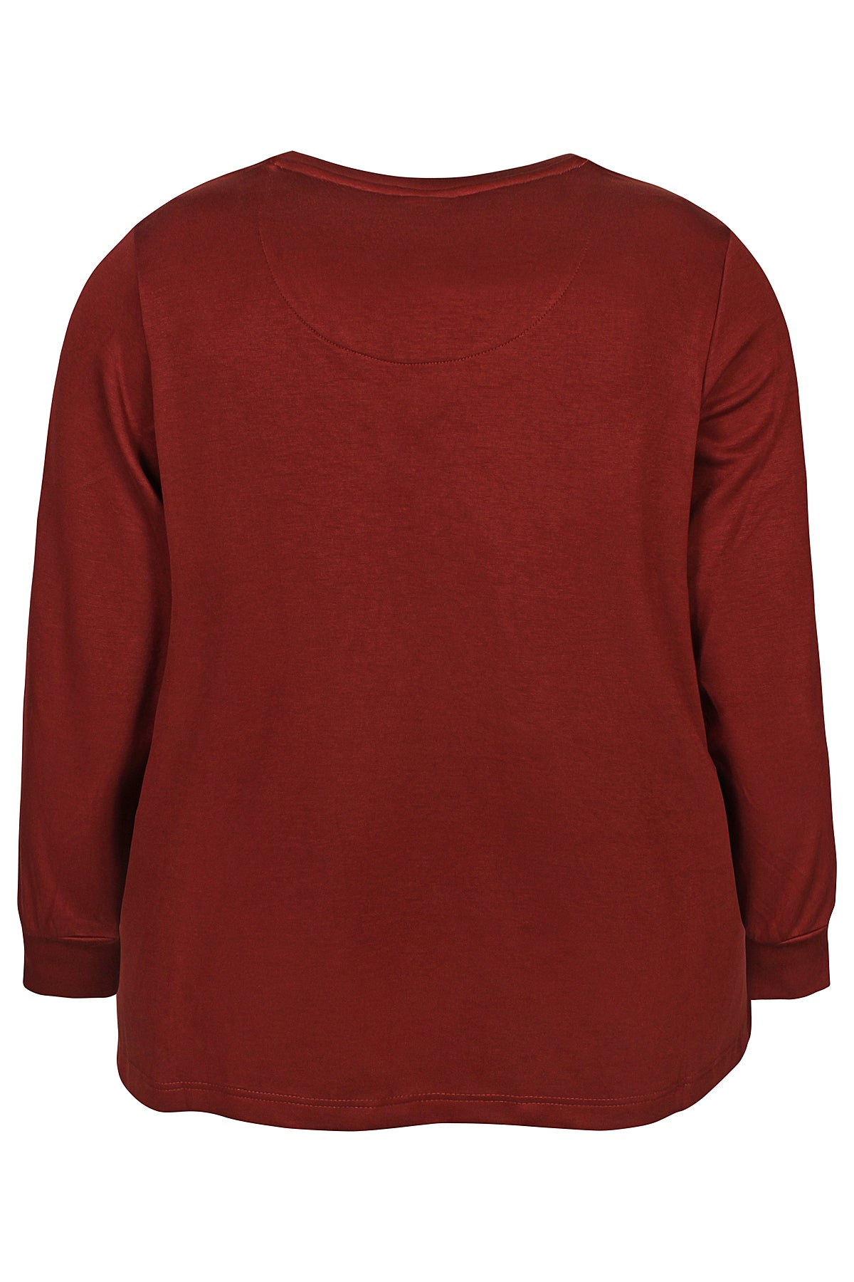 Zhenzi shirt roest bordeaux rood met kanten creme kleurige bies op mouw model Mya 201520