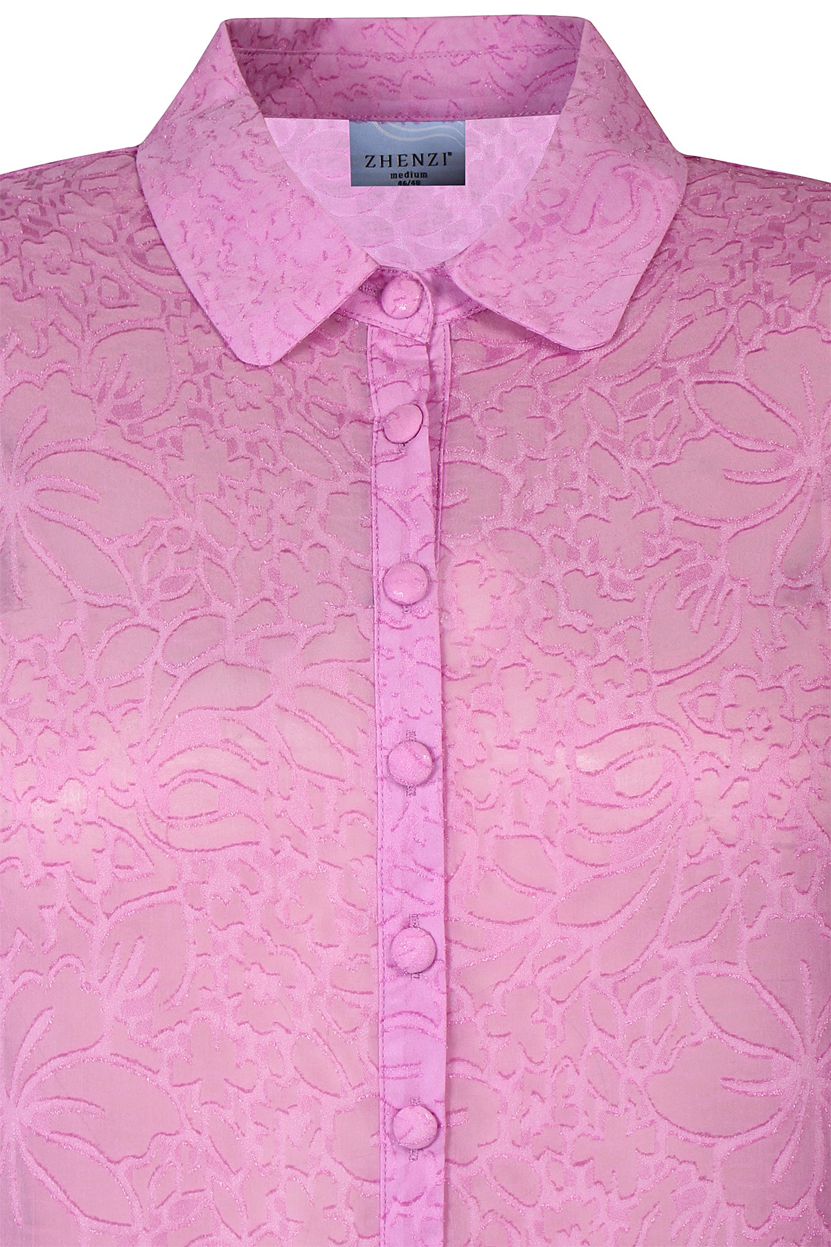 Zhenzi blouse roze met print licht doorschijnend model Marin Pink