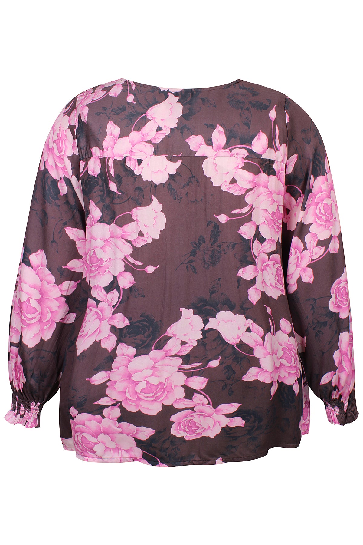 Zhenzi blouse met bloemen print aubergine en roze model Meryl 201616
