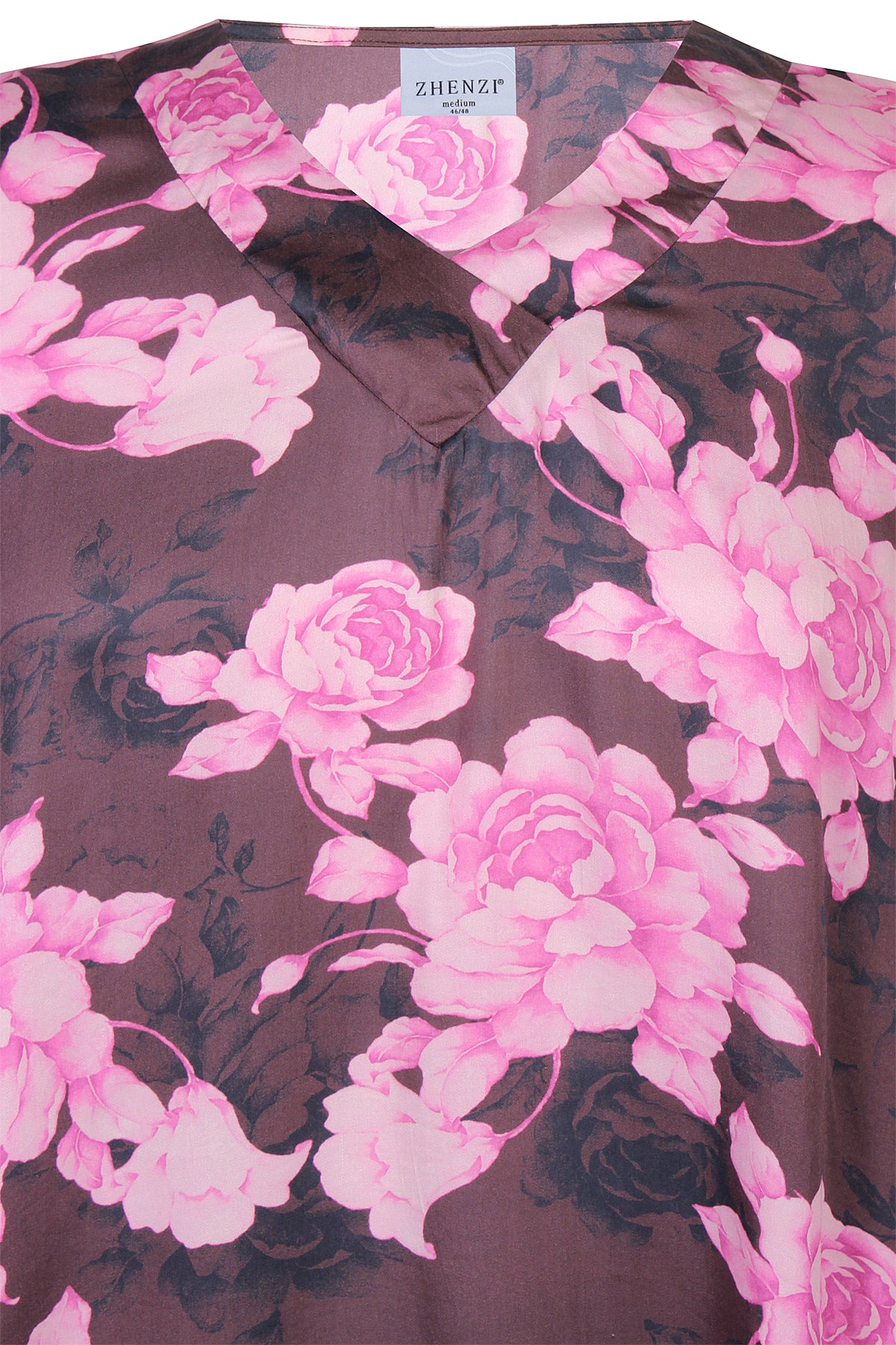 Zhenzi blouse met bloemen print aubergine en roze model Meryl 201616