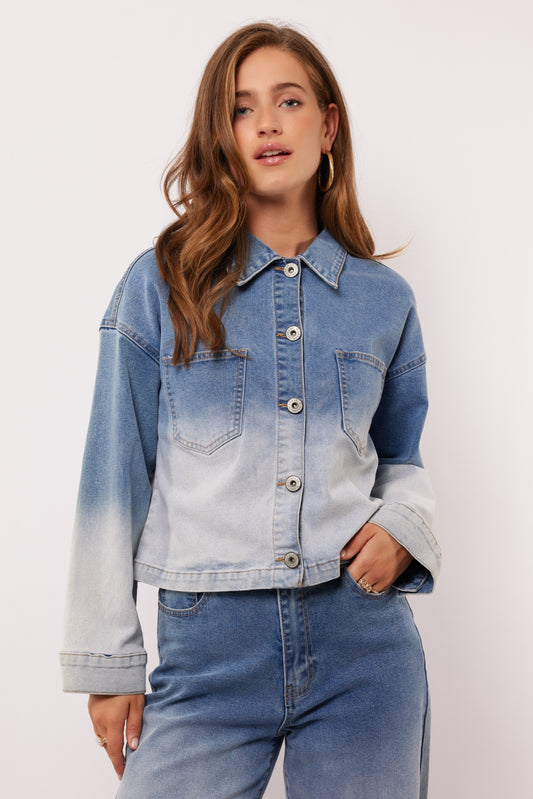 Fluresk jeans jasje blouse cropped fit marenna jacket dip dye