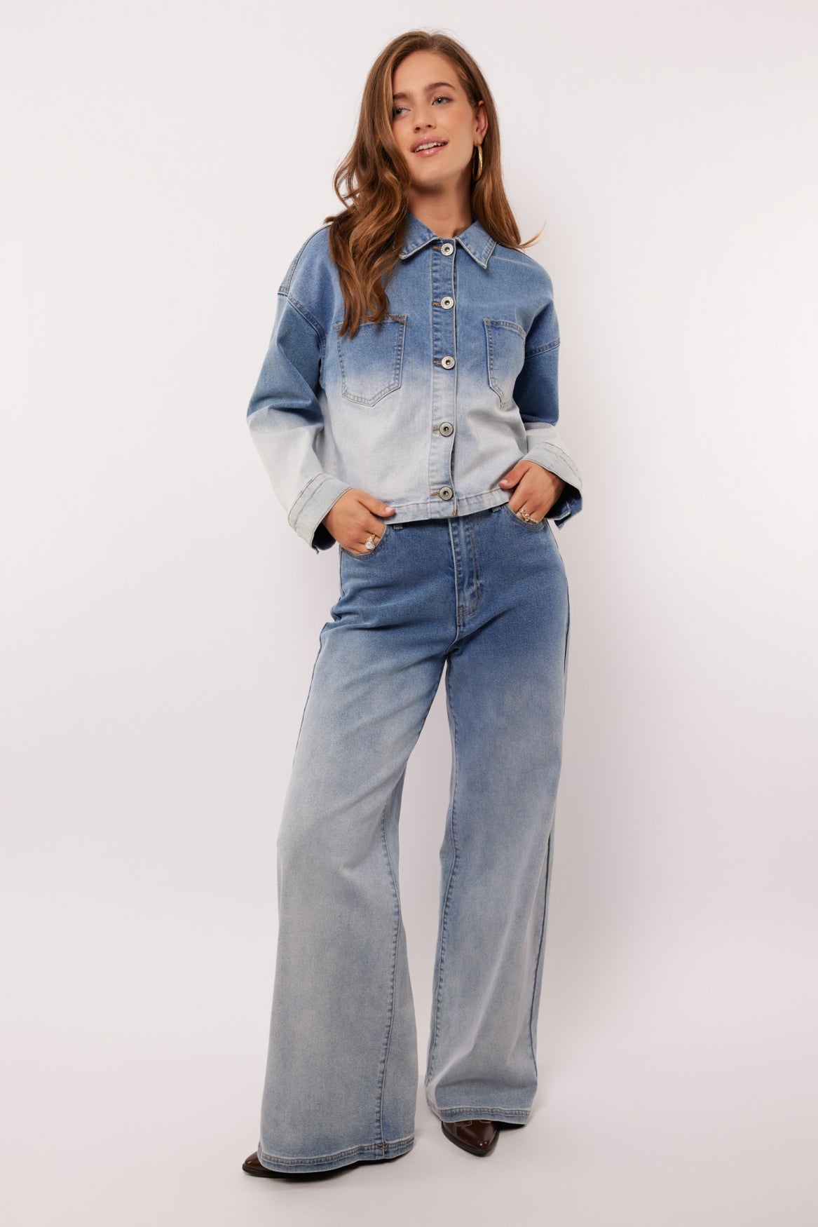 Fluresk jeans blauw model adalaine pants dip dye